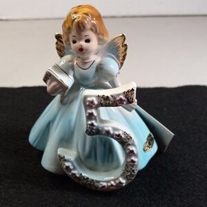 Vintage Josep Original Winged Porcelain Figurine Birthday Number 5 Doll